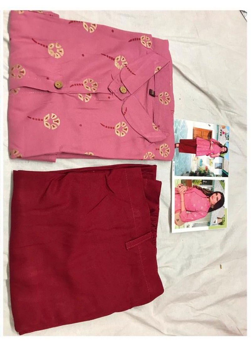 FVD 7 Horse Latest Designer Festive Wear Rayon Block Foil Print Open Button With Gaaj Kurti With Plazoo Collection